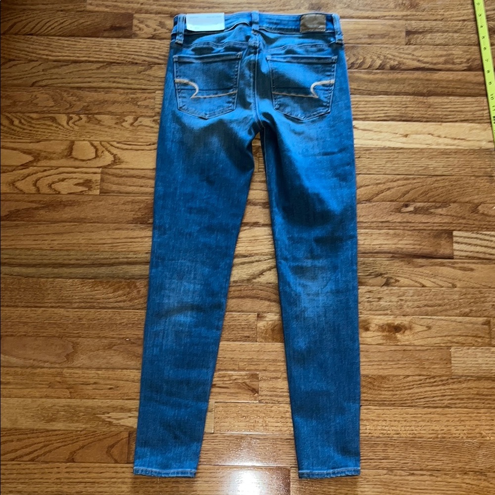 American Eagle Outfitters Blue Skinny Jeans Mid-Rise Stretch - Picture 9 of 13